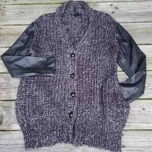 Alexander Wang Cardigan Sweater Leather Sleeves XS